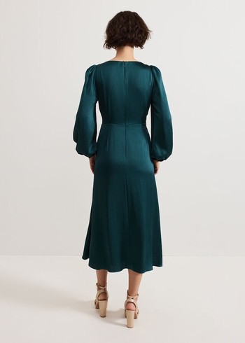 Phase Eight Gracie Sunray Dress Dark Green Canada | QMPLGE-839